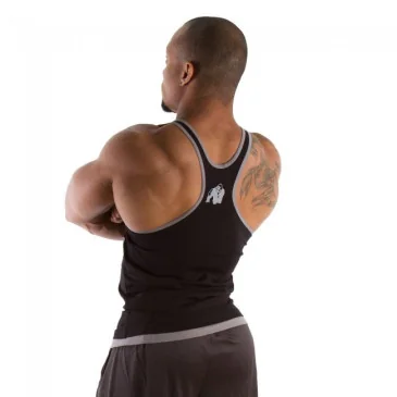 Logo Stringer Tank Top Black - Gorilla Wear