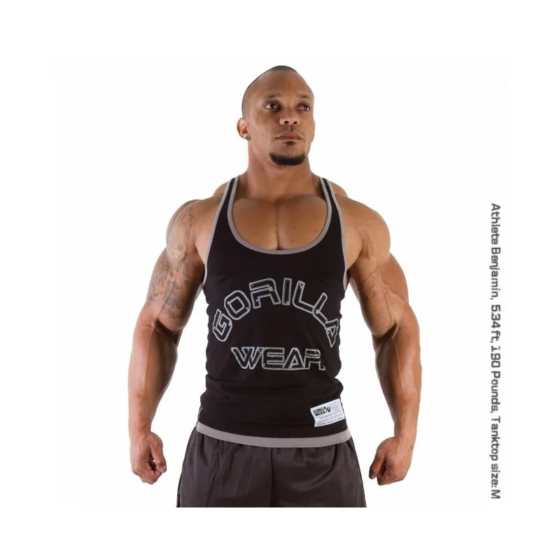 Logo Stringer Tank Top Black - Gorilla Wear