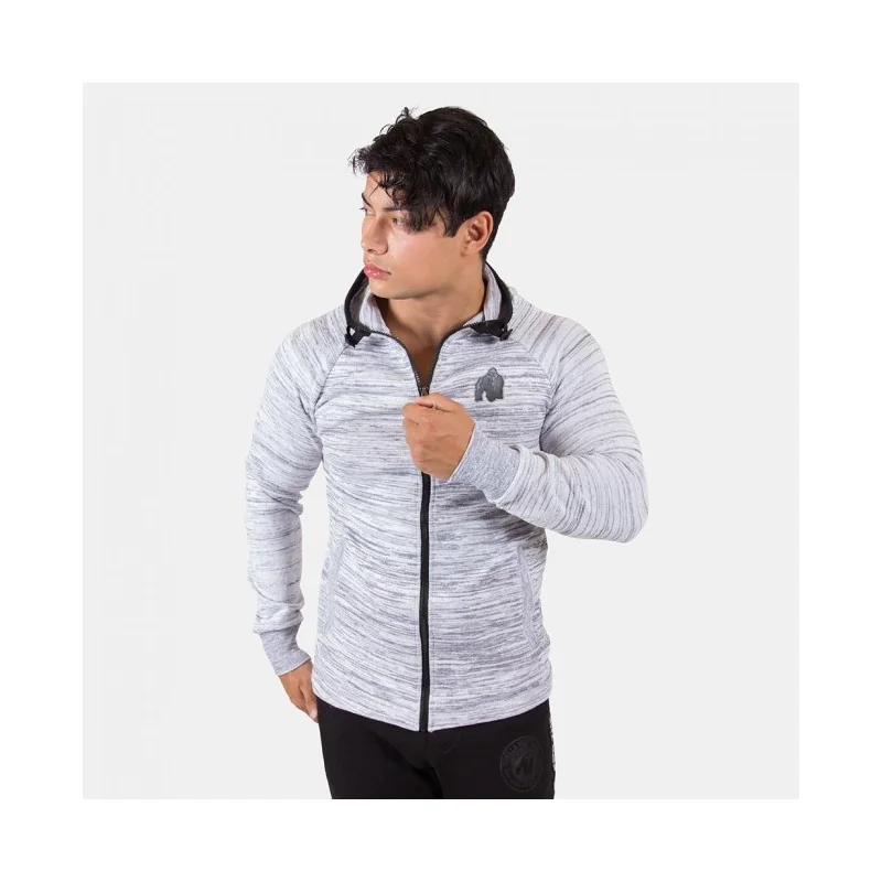 Keno zipped hoodie White Black - Gorilla Wear