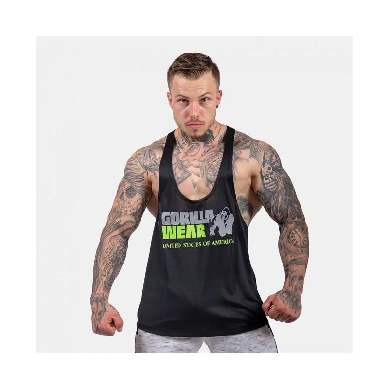 Nashville Tank Top - Black/Lime - Gorilla Wear