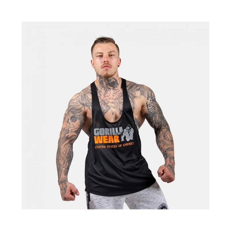 Nashville Tank Top - Black/Neon Orange - Gorilla Wear