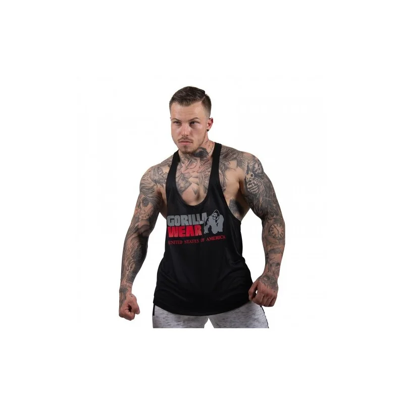 Nashville Tank Top - Noir et Rouge - Gorilla Wear