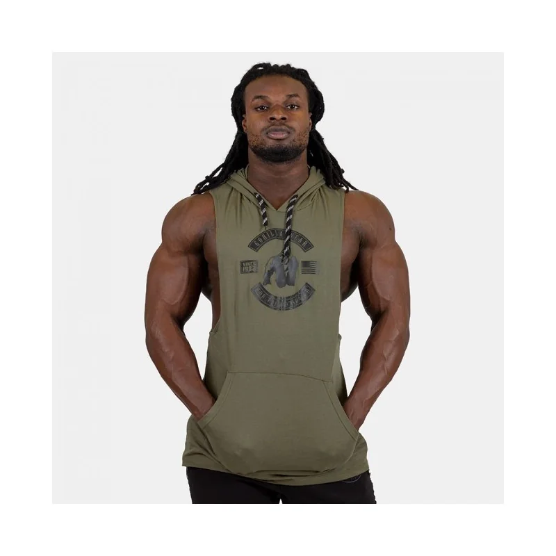 Lawrence Hooded Tank Top - Army Green - Gorilla Wear