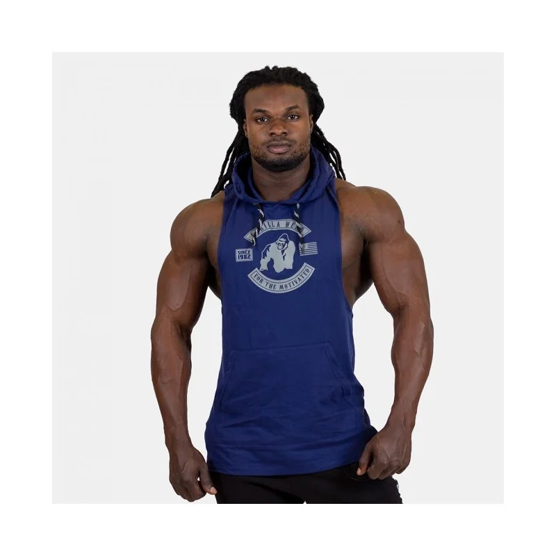 Lawrence Hooded Tank Top - Navy Blue - Gorilla Wear
