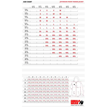 Jefferson Front Padded Jacket - Black/Gray - Gorilla Wear