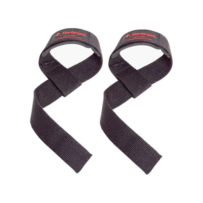 Padded Cotton Lifting Straps Black - Harbinger Padded Cotton Lifting Straps Black - Harbinger