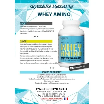 WHEY AMINO 100 comprimés de Futurelab pas cher - Nutriwellness