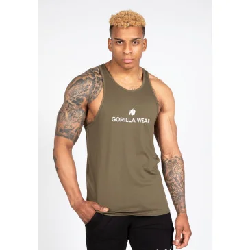 Carter Stretch Tank Top Army Green de Gorilla Wear pas cher - Nutriwellness