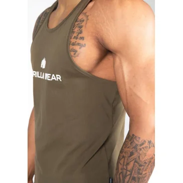 Carter Stretch Tank Top Army Green de Gorilla Wear pas cher - Nutriwellness