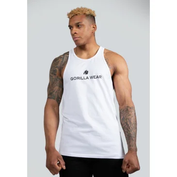 Carter Stretch Tank Top White de Gorilla Wear pas cher - Nutriwellness