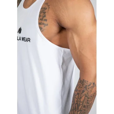 Carter Stretch Tank Top White de Gorilla Wear pas cher - Nutriwellness