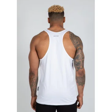 Carter Stretch Tank Top White de Gorilla Wear pas cher - Nutriwellness