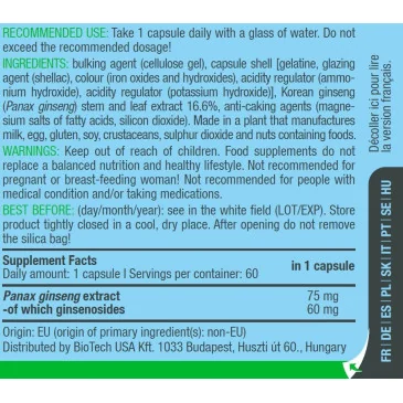 Panax Ginseng de BioTech USApas cher - Nutriwellness