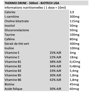 Thermo Drine Liquid de BioTech USA pas cher - Nutriwellness