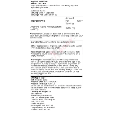 AAKG - 120 capsules d'APPLIED NUTRITION pas cher - Nutriwellness