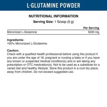 L-Glutamine Powder 500 grams d'Applied Nutrition - Nutriwellness