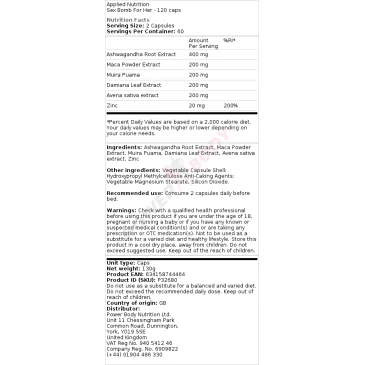 Sex Bomb For Her - 120 caps d'Applied Nutrition - Nutriwellness