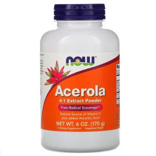 Acerola, 4:1 Extract Powder - 170 grams de NOW Foods - Nutriwellness