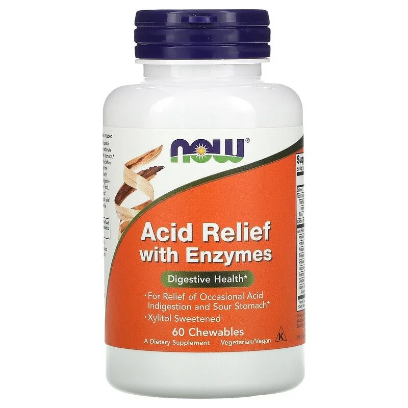 Acid Relief with Enzymes - 60 chewables - Now Foods