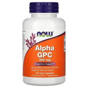 Alpha GPC, 300mg - 60 vcaps de NOW Foods   pas cher - Nutriwellness