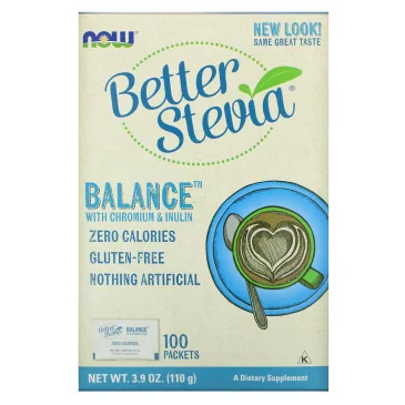 BetterStevia Balance with Chromium & Inulin - 100 packets NOW Foods