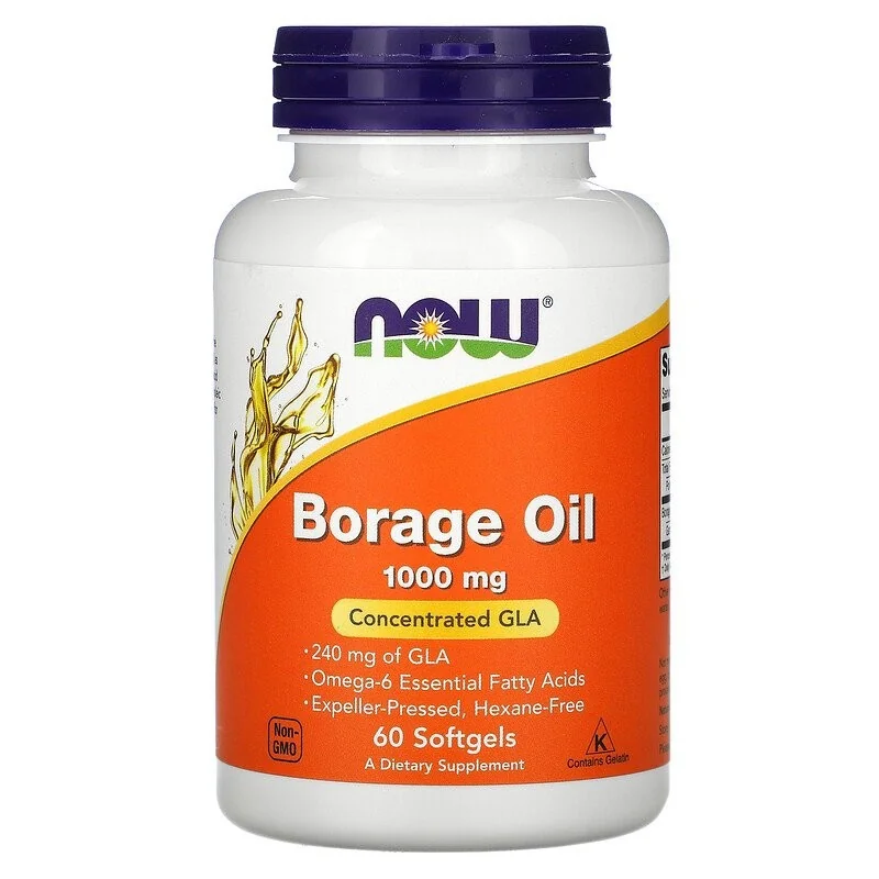 Borage Oil, Concentration GLA, 1,000 mg, 60 Softgels - Now Foods