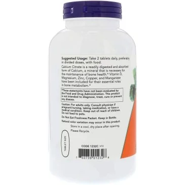 Calcium Citrate with Minerals & Vitamin D-2 - 250 tablets NOW Foods