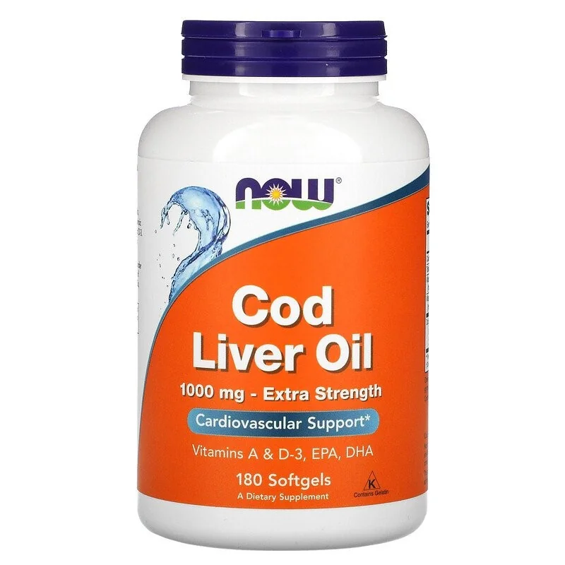 Cod Liver Oil - 1000mg Extra Strength - 180 Softgels - NOW Foods