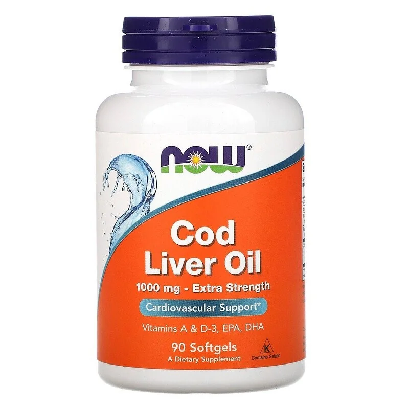 Cod Liver Oil - 1000mg Extra Strength - 90 Softgels - NOW Foods