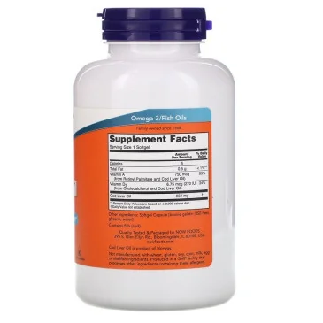 Cod Liver Oil - 650mg - 250 softgels de NOW Foods - Nutriwellness