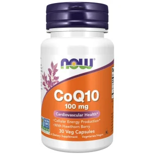CoQ10 100mg with Hawthorn Berry 30 vcaps de Now Foods - Nutriwellness