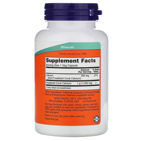 Coral Calcium - 1000mg - 100 vcaps - NOW Foods