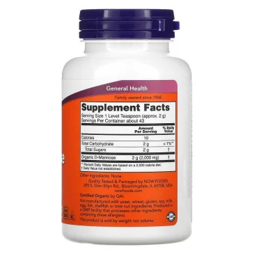 D-Mannose - Pure Powder - 85 grams de NOW Foods - Nutriwellness