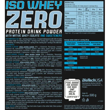 Iso Whey Zero 908g - Biotech USA