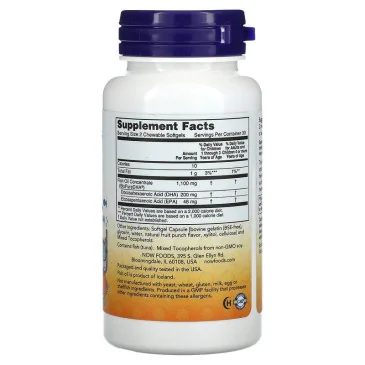 DHA Kid's Chewable, 100mg - 60 softgels de NOW Foods - Nutriwellness