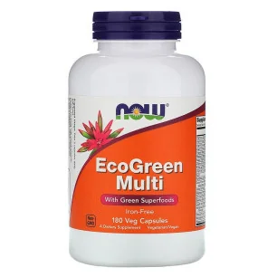 EcoGreen Multi - Iron Free - 180 vcaps de NOW Foods - Nutriwellness