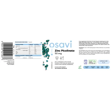 Zinc Picolinate 50mg - 180 vegan caps d'Osavi pas cher - Nutriwellness