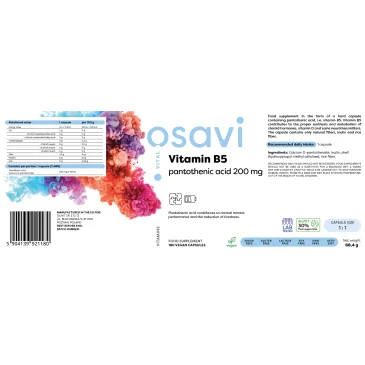 Vitamin B5 Pantothenic Acid - 200mg - 90 vegan caps d'Osavi pas cher