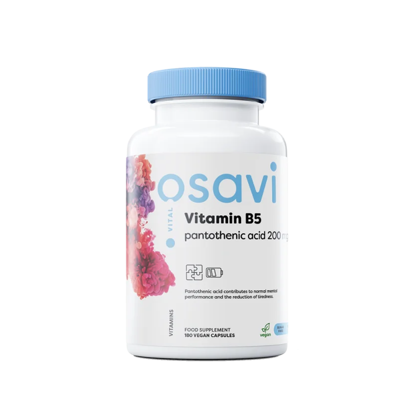 Vitamin B5 Pantothenic Acid - 200mg - 90 vegan caps - Osavi Vitamin B5 Pantothenic Acid - 200mg - 90 vegan caps - Osavi