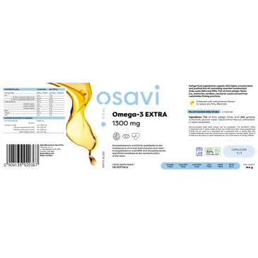 Omega-3 Extra, 1300mg (Lemon) - 60 softgels d'Osavi pas cher
