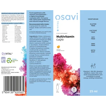 Multivitamin CoQ10 Oral Spray, Orange - 25 ml d'Osavi - Nutriwellness