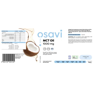 MCT Oil, 1000 mg - 60 softgels d'Osavi pas cher - Nutriwellness