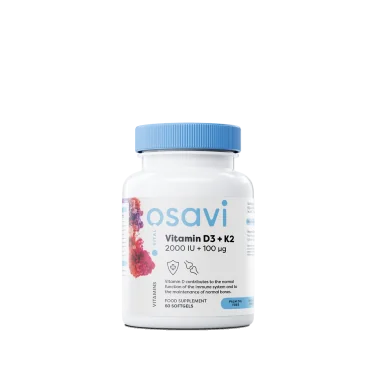 Vitamin D3 + K2 - 2000IU - 60 softgels d'Osavi - Nutriwellness