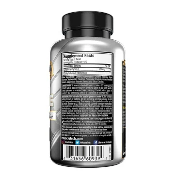 Platinum Caféine, 220mg - 125 comprimés de Muscletech pas cher