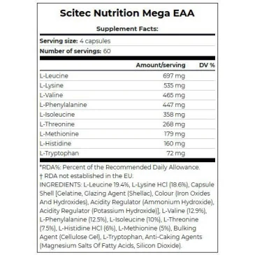 Mega EAA de Scitec Nutrition pas cher - Nutriwellness