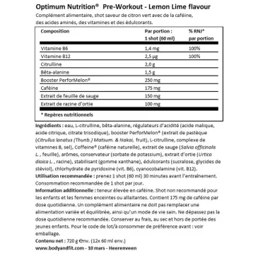 Gold Standard Pre-Workout Shot d'Optimum Nutrition pas cher