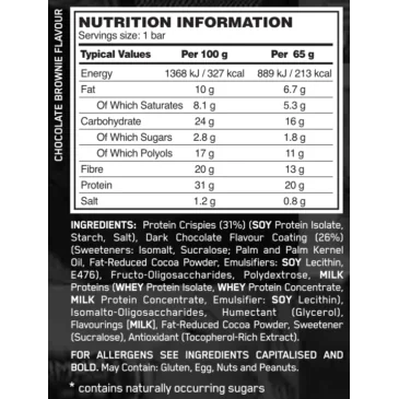 Protein Crisp Bar (10x65g) d'Optimum Nutrition pas cher