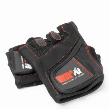 Women's Fitness Gloves (Black/Red Stitched) de Gorilla Wear pas cher