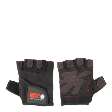 Women's Fitness Gloves (Black/Red Stitched) de Gorilla Wear pas cher