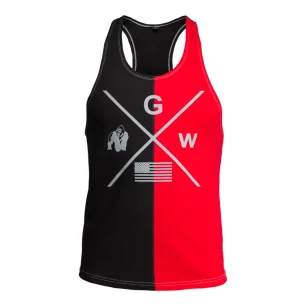 Sterling Stringer Tank Top (Black/Red) de Gorilla Wear pas cher
